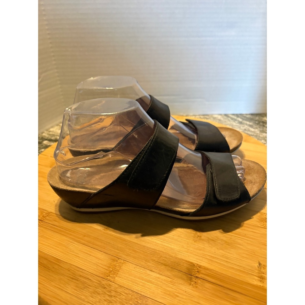 Dansko Women Black Leather Double Strap Slide Wedge Sandals Size 39 1525021200 - Picture 4 of 7